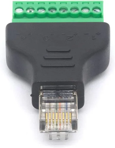 Vista 5 de Adaptador de terminal de tornillo macho RJ45, RJ45 macho a tornillo de 8 pines, conector hembra Cat7 6 5 5e Extensor de enchufe de red Ethernet CCTV