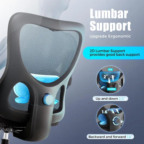 Vista 11 de Silla de escritorio de oficina grande y alta, 500 libras, silla de escritorio ergonómica de malla resistente