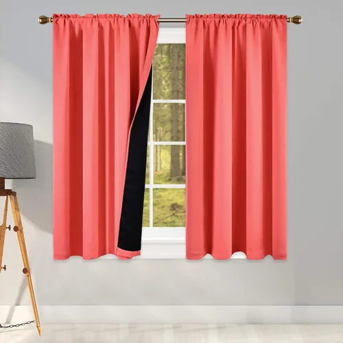 Vista 14 de KEQIAOSUOCAI Aqua - 100 cortinas opacas con forro negro para dormitorio, paneles de cortina totalmente opacas para sala de estar, cortinas aislantes