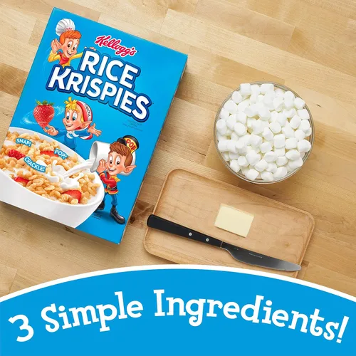 Vista 3 de Kellogg's Rice Krispies, Cereal de desayuno, cereales de arroz tostado, sin grasa, caja de 12 onzas