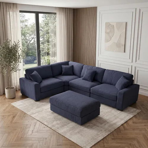 Vista 13 de Sofá modular Cloud de 212 pulgadas con tumbona grande, profundo y cómodo, sofás seccionales en forma de L de gran tamaño para sala de estar, Blanco