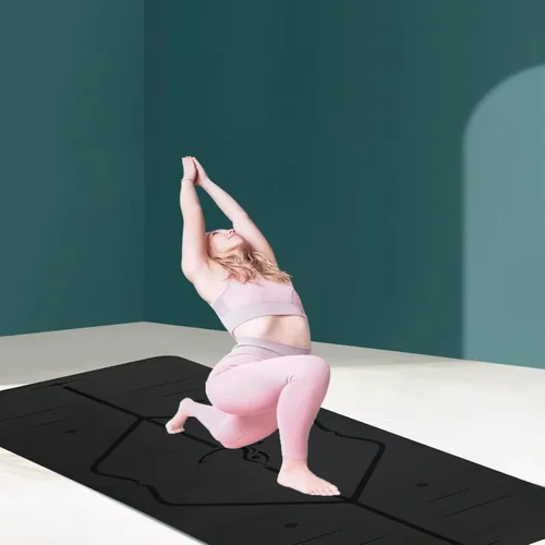 Vista 4 de Alfombrilla de yoga – Bolsa de yoga gratuita incluida – Sistema de alineación patentado, agarre guerrero, antideslizante, ecológico y biodegradable