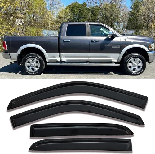 Vista 14 de Viseras laterales para ventana lateral, protectores de lluvia, deflectores de ventilación para Ford F150 Crew Cab 2015-2025, F250 F350 SuperDuty