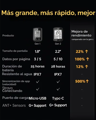 Vista 2 de XOSS G+ Gen2 - Computadora GPS para bicicleta, ANT+y Bluetooth, sensor