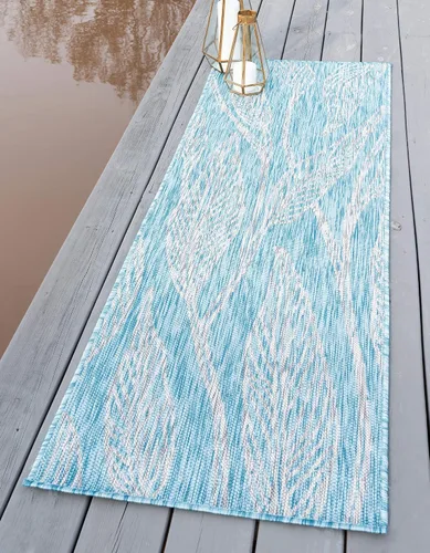 Vista 40 de Unique Loom Outdoor Botanical Collection Alfombra de área - Hoja (1.6 m x 2.4 m Rectangular, Carbón Marfil)