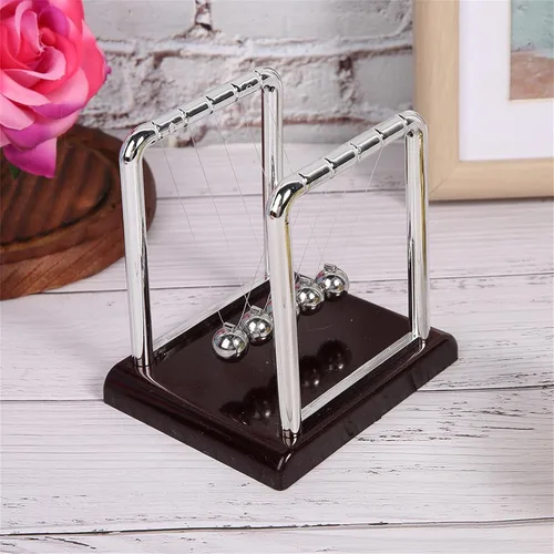 Vista 4 de Newtons Cradle Balance - Bolas de péndulo, bolas oscilantes de energía cinética, herramienta educativa de aprendizaje para oficina, hogar