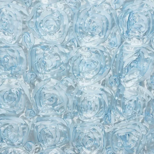 Vista 2 de Tableclothsfactory Mantel rectangular con patrón de rosetas/rosas 90x132 - Mantel azul claro