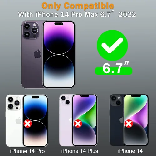 Vista 3 de Funda resistente para Apple iPhone 14 Pro Max, con funda de clip para cinturón y soporte, resistente, a prueba de golpes, funda protectora de cuerpo
