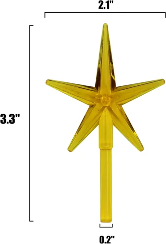 Vista 4 de Creative Hobbies Paquete de 6 luces de cerámica para árbol de Navidad con estrellas azules, decoraciones de luz de plástico, piezas de repuesto