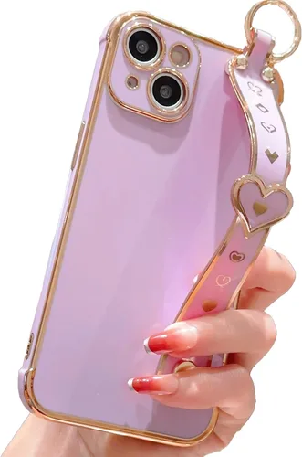 Vista 17 de IDweel Funda para iPhone 11 Pro Max con correa de pulsera ajustable, lazo atril, chapado de lujo de corazón, esquinas elevadas, a prueba de golpes