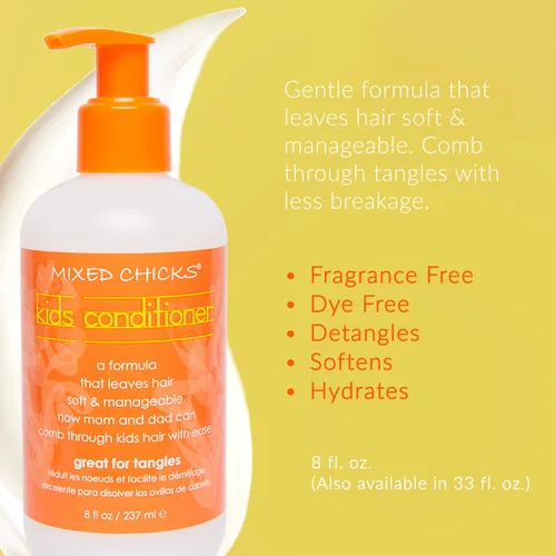 Vista 3 de Mixed Chicks Acondicionador suave para niños con aceite de semilla de cártamo para cabello suave y manejable, 8 onzas líquidas