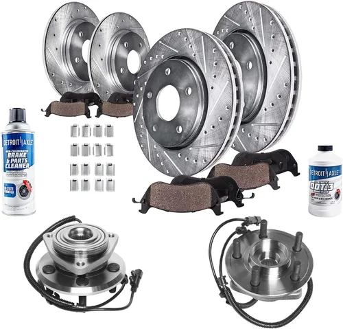 Vista 40 de Detroit Axle - Rotores de freno para Ford 2013-2019 Explorer Taurus Flex Lincoln MKT MKS, rotores de freno de disco ranurados perforados de repuesto