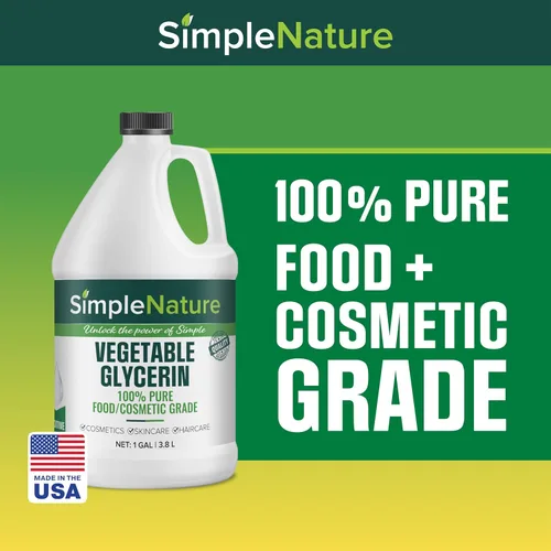 Vista 3 de Simple Nature Glicerina vegetal 100% pura, 2 galones, natural pura de grado alimenticio y cosmético para cuidado de la piel, cuidado del cabello