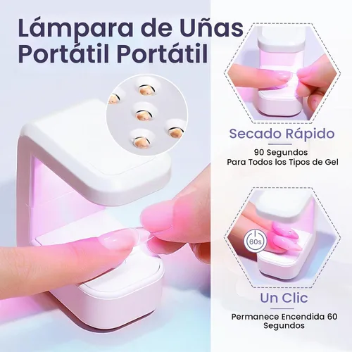 Vista 4 de MIZHSE - Pegamento de uñas sólido, 18g de pegamento de gel UV sólido para uñas y mini lámpara LED ligera para puntas de uñas acrílicas, pegamento