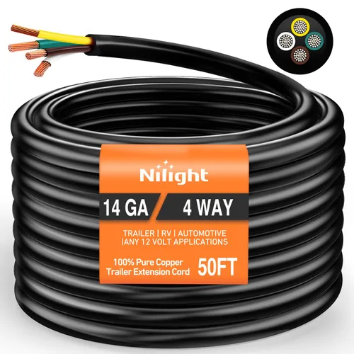 Vista 14 de Nilight Cable de extensión de alambre de remolque de 4 vías de 25 pies 14 Cable de extensión de remolque de 4 pines de 25 pies