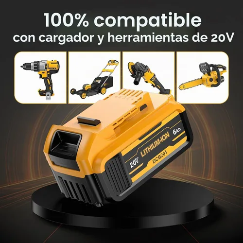 Vista 7 de Paquete de 2 baterías de repuesto de 6.0Ah para Dewalt 20 V Max, repuesto para batería Dewalt DCB200 DCB201 con estación de carga LED