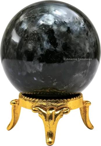 Vista 51 de Amazing Gemstone Bola de cristal de Amazonita con soporte, bolas de meditación de esfera de cristal de 2 pulgadas para brujería y bolas decorativas