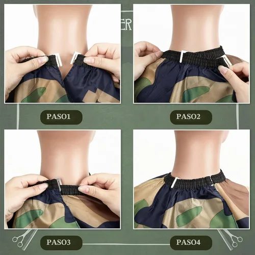 Vista 4 de FEBSNOW - Capa de peluquería profesional para cortar el cabello con cepillo para el cuello Full Coverage Haircut Apron for Adults, 47x56 inches