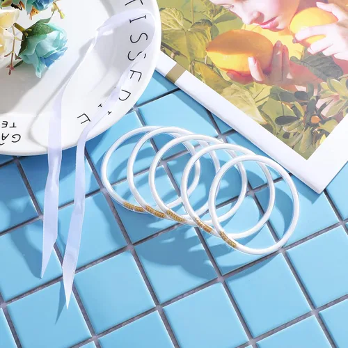 Vista 5 de MJartoria - Juego de pulseras de gelatina con purpurina Pulseras de silicona con relleno de gelatina y purpurina para mujeres