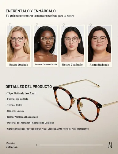 Vista 5 de TIJN Cat Eye Blue Light Blocking Glasses for Women Men Computer Screen Use
