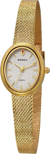 Vista 10 de BERNY Relojes Vintage Dorados para Mujeres, Elegante Reloj de Pulsera Ovalado para Mujeres, Pequeños Relojes de Cuarzo Analógicos para Damas, 3ATM