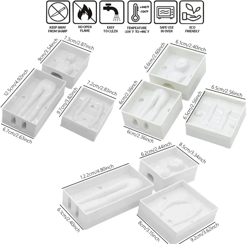Vista 5 de Juego de 3 moldes de plástico para fondant humano 3D, hombre, mujer, niños, muñeca, cuerpo, brazo, pierna, polímero, plantillas de bricolaje