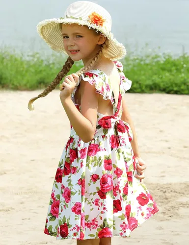 Vista 187 de Vestido de verano para niña, de algodón, con diseño floral
