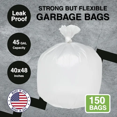 Vista 2 de Top Knot Bags Bolsa de basura de 45 galones, 40 x 48 pulgadas, transparente, 150 unidades, forro para latas de 40 galones, 41 galones, 42 galones