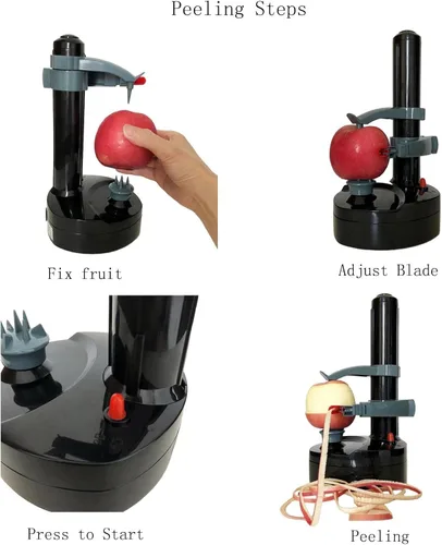 Vista 3 de Pelador Eléctrico de Patatas para Cocina, Peladore de Verduras para Calabacín y Zanahoria, Peladore Automático de Patatas, Peladore Eléctrico