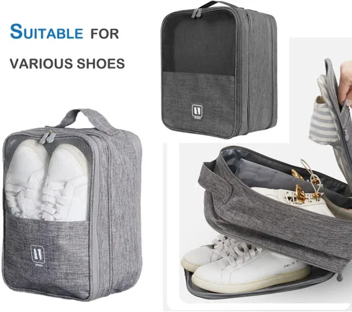 Vista 3 de Bolsa de viaje para zapatos con capacidad para 3 pares de zapatos, bolsas de zapatos para viajes, bolsa portátil para zapatos impermeable, bolsa