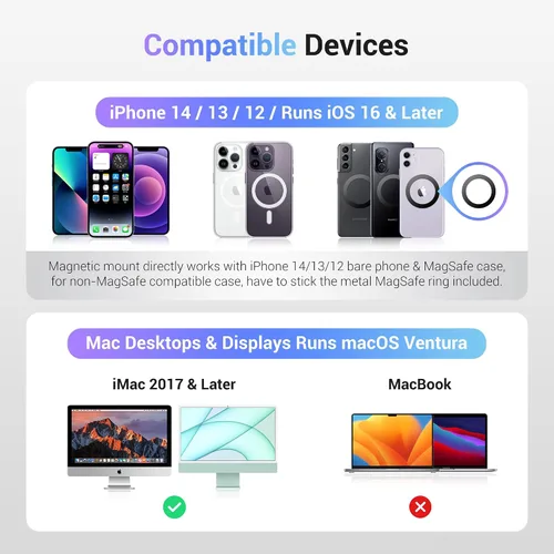 Vista 6 de PROfezzion Soporte de cámara de continuidad metálica para computadoras de escritorio y pantallas Mac iMac