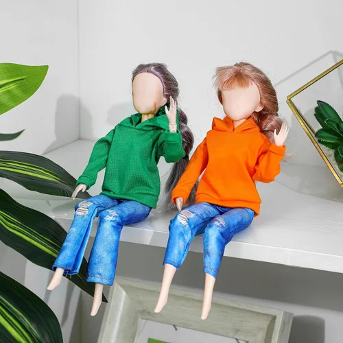 Vista 2 de 8 piezas de ropa para muñecas de 11.5 pulgadas, negro, naranja, rojo, verde