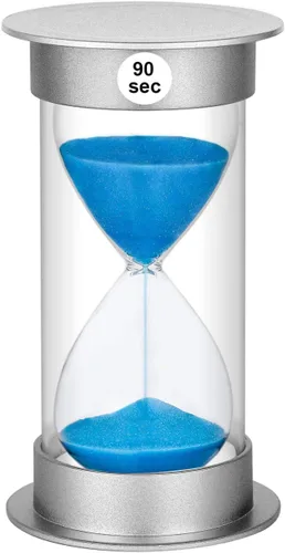 Vista 20 de Temporizador de arena de 1 minuto, reloj de arena de plástico de 1 minuto, reloj de arena pequeño de un minuto, temporizador de cristal de arena Azul
