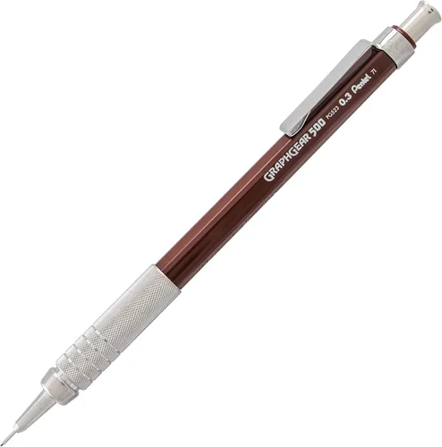 Vista 2 de Pentel Arts GraphGear 500 - Lápiz de dibujo premium, 0.012 in, barril marrón, paquete de 1 (PG523EPABP)