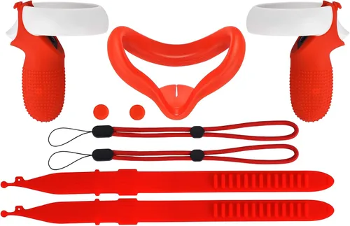 Vista 2 de XIAOGE Accesorios de control para Oculus Quest 2 con combo de cubierta facial, accesorio de auriculares VR a prueba de sudor y anticolisión