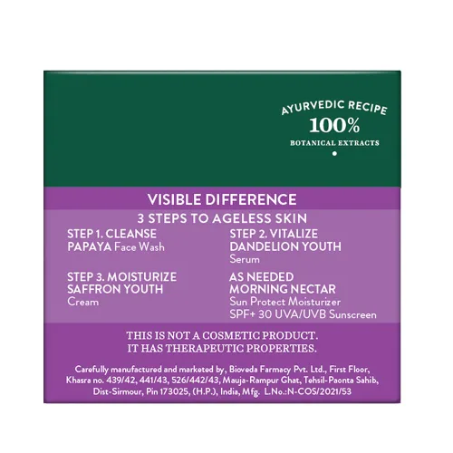 Vista 2 de Biotique Saffron Dew 1.76 oz- Crema facial y corporal Ageless