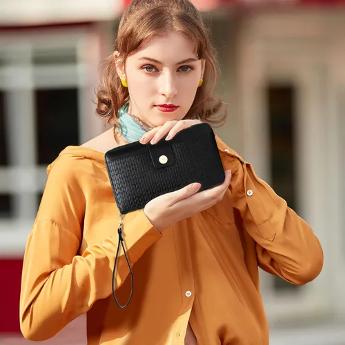 Vista 8 de Cartera cruzada para teléfono celular para mujer con protección RFID y múltiples ranuras para tarjetas