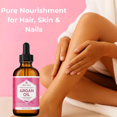 Vista 2 de Aceite de argán de Leven Rose, tratamiento antienvejecimiento para el acné con aceite marroquí orgánico, virgen y prensado en frío, humectante
