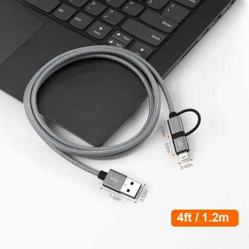 Vista 7 de [Certificación Apple MFi] 2-en-1 Lightning Cable de carga a USB con sincronización de datos, Lightning Micro USB 2-en-1 para iPhone 6 6S 6Plus iPad