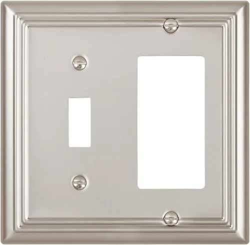 Vista 25 de Switch Plates Outlet Covers, 1-Pack Metal Wall Plate, Black Finish Midsize 1 Toggle 1 Decorator Combo Wall Plate, Ideal for GFCI Outlets, Light
