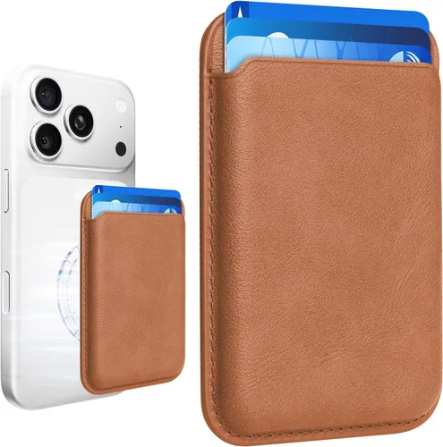 Vista 22 de Tarjetero magnético más fuerte de piel RFID para iPhone 16 Series, accesorios Mag-Safe para iPhone 17/16/15/14/13/12 y Pro/Promax, negro