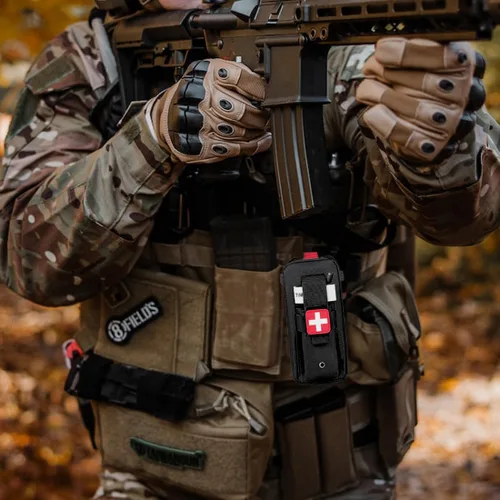 Vista 2 de Soporte para torniquete, bolsa táctica portátil de primeros auxilios para trauma pequeño con sistema Molle IFAK bolsa médica, kit de emergencia EMT