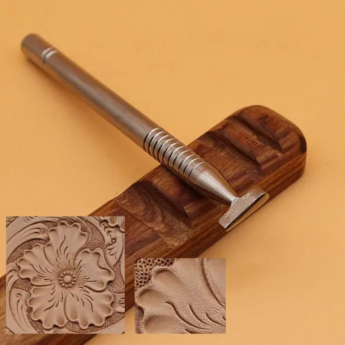 Vista 6 de Herramienta de estampado de cuero de acero inoxidable 304, herramientas profesionales de sello para tallar punzón de cuero, bricolaje LeatherCrafts
