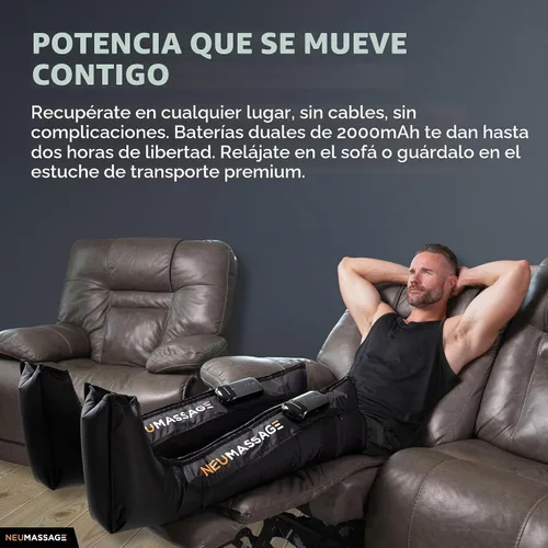 Vista 7 de Sistema de recuperación de masaje de compresión de pierna profesional NEUMASSAGE Botas de recuperación de aire recargables inalámbricas