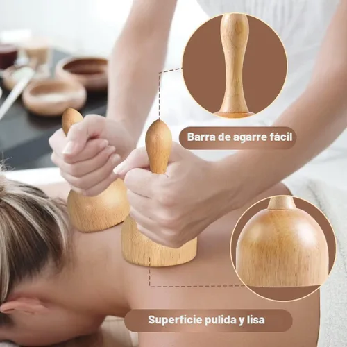 Vista 3 de JUANWAN Juego de herramientas de masaje de terapia de madera 10 en 1 Gua Sha Masajeador de madera para moldeo corporal Juego de herramientas