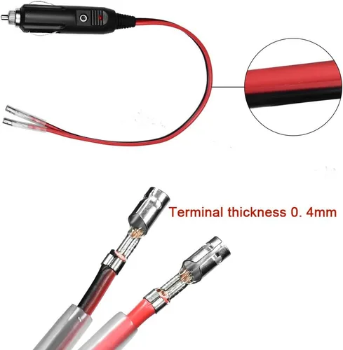 Vista 5 de Enchufe de encendedor de cigarrillos de 12 V con cables, conector macho resistente de 12 voltios, fuente de alimentación de 15 y 20 amperios