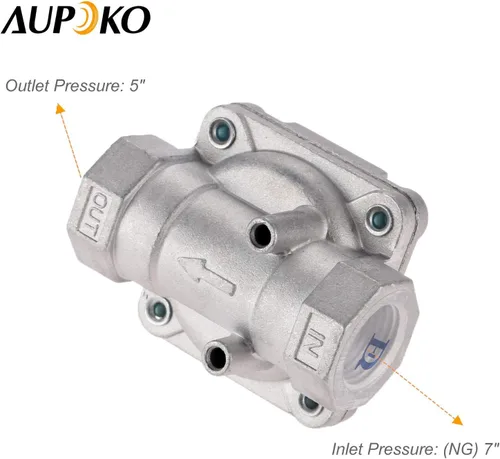 Vista 6 de Aupoko Regulador de gas de 3/8"/1/2", regulador de baja presión de parrilla de gas natural de 3/8"-18NPT/1/2"-14NPT, se adapta a pozo de fuego LP a