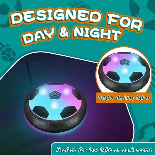 Vista 5 de Pelota de fútbol led luminosa, flotante, para niños y niñas de 3, 4, 5, 6, 7, 8, 9, 10, 11 y 12 años