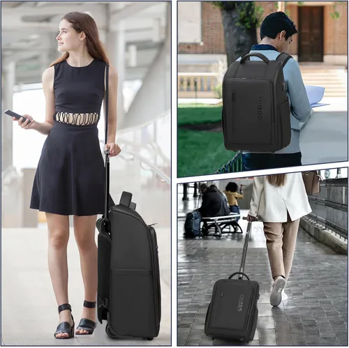 Vista 9 de Mochila con Ruedas, Mochila Impermeable con Ruedas para Viajero de Negocios, Mochila de Equipaje de Mano con Compartimento para Laptop, Compatible