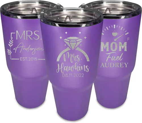 Vista 16 de Vaso de café personalizado con tapa y pajita, 30 onzas, añade tu propio texto Blanco